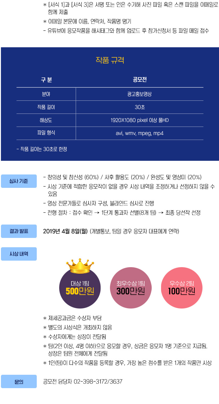 작품 규격, 광고홍보영상 공모전