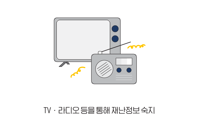 TV, 라디오 등을 통해 재난정보 숙지